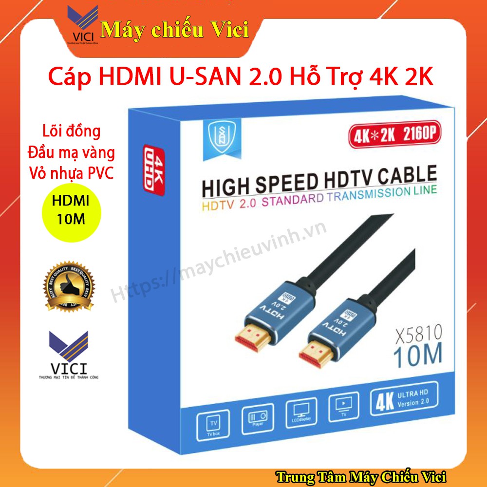 Dây cáp HDMI 10M Hãng USAN Thiết Kế Chống Nhiễu Giúp Ổn Định Đường Truyền, Hình Ảnh Chất Lượng Cao