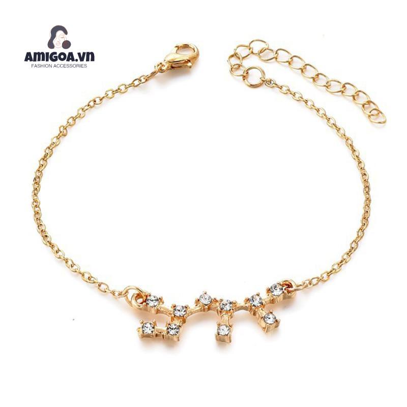 Vòng Tay Hợp Kim Đính Đá Hình 12 Chòm Sao Thời Trang