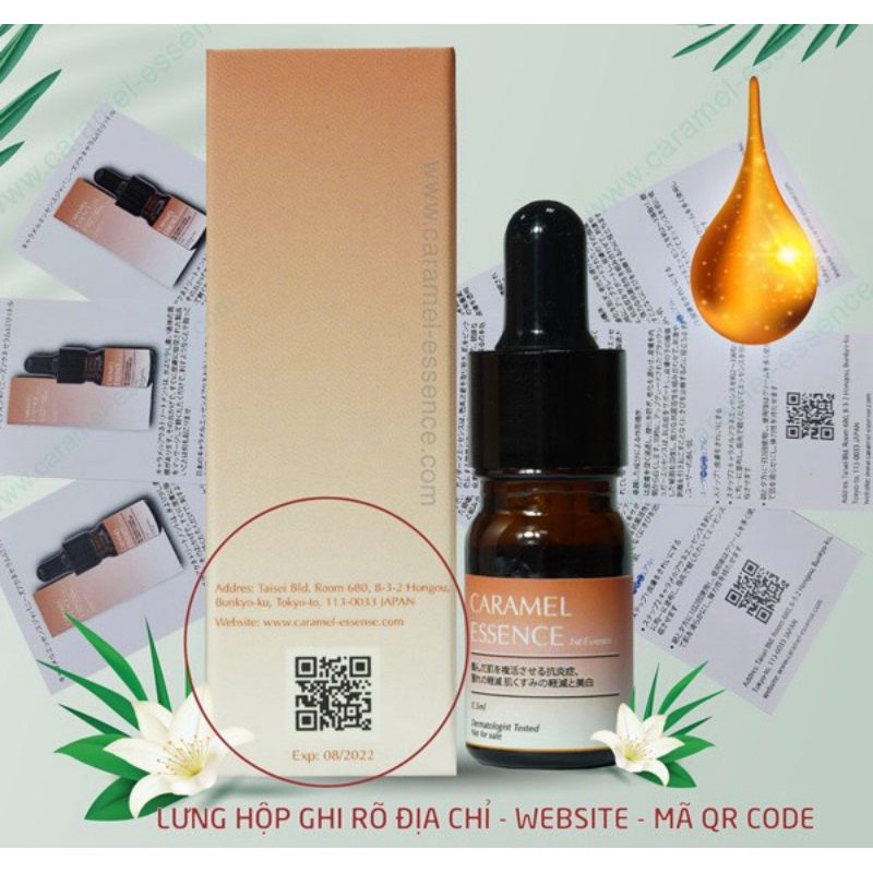 Serum CARAMEL ESSENCE Nhật Bản 5ml chính hãng, ngừa mụn xoá thâm dưỡng da mịn màng căng bóng