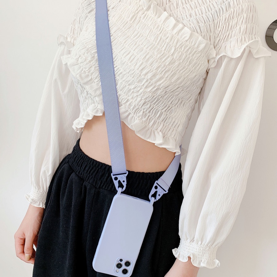 Ốp Điện Thoại Silicon Dẻo Kèm Dây Đeo Chéo Thời Trang Cho iphone 13 12 15 pro max ip 14 pro max iphone 13