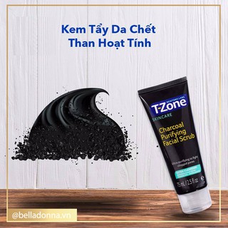 [CHÍNH HÃNG UK] Sữa Rửa Mặt Tẩy Tế Bào Chết Than Hoạt Tính T-Zone Charcoal Purifying Facial Scrub 75ml