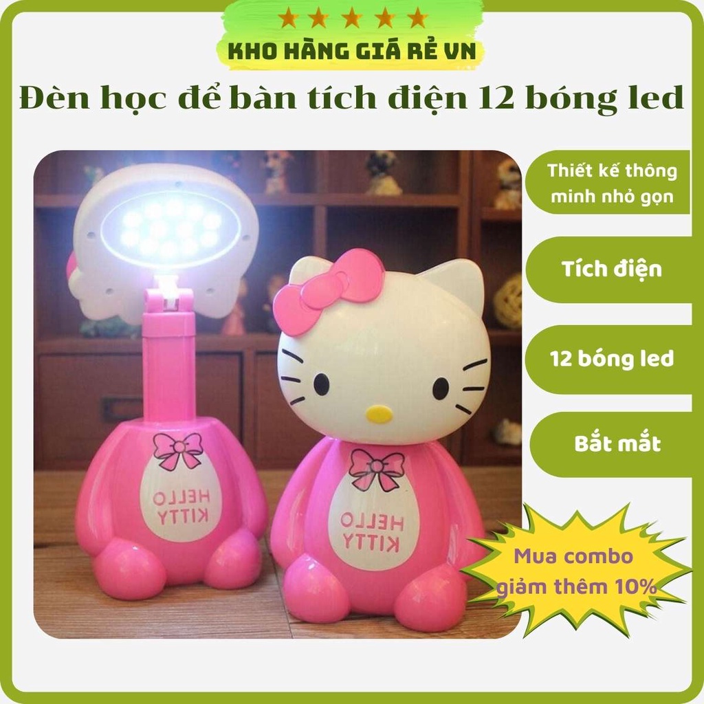 Đèn học cho bé để bàn tích điện 2 bóng led thiết kế hình thú cute có tính năng gấp gọn kho hàng giá rẻ VN