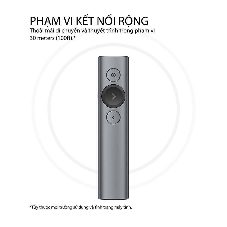 Bút trình chiếu Logitech SPOTLIGHT Wireless Presenter Đèn laze kỹ thuật số - BH 12 Tháng 1 đổi 1 Chính Hãng