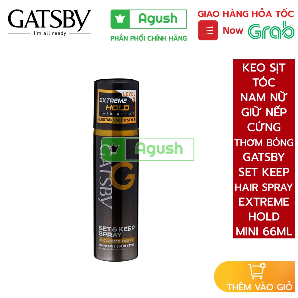 Keo sịt tóc nam nữ giữ nếp cứng chính hãng Gatsby Set Keep Hair Spray Extreme Hold chai mini 66ml thơm bóng giá rẻ