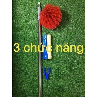 Chổi quét mạng nhện tích hợp 3 chức năng: quét mạng nhện, lau kính, và làm gậy phơi đồ tiện lợi vô cùng