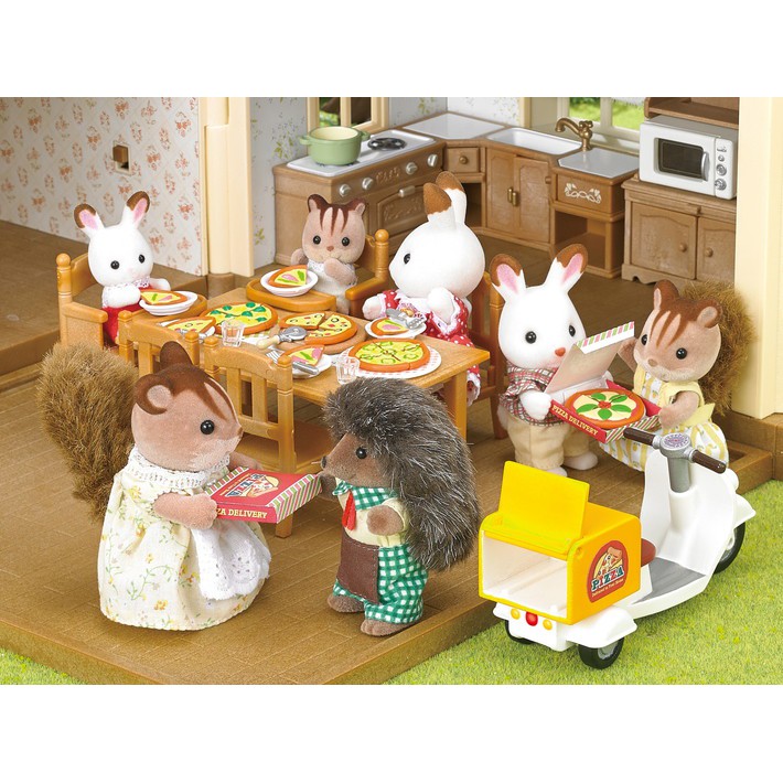 Đồ Chơi Sylvanian Families Chú Nhím Giao Bánh Pizza Delivery Set