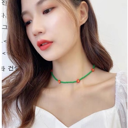 Vòng cổ Chuỗi Hạt Hình Hoa Phong Cách Bohemian Thời Trang Đi Biển Cho Nữ