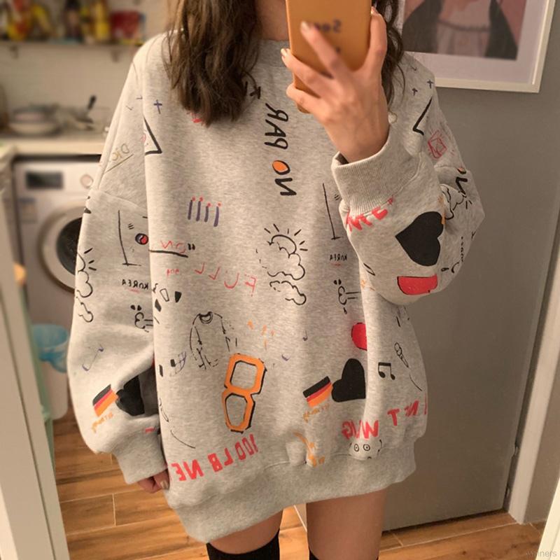 Áo Sweater Dài Tay Cổ Tròn Dáng Rộng Thời Trang Hàn Quốc | BigBuy360 - bigbuy360.vn