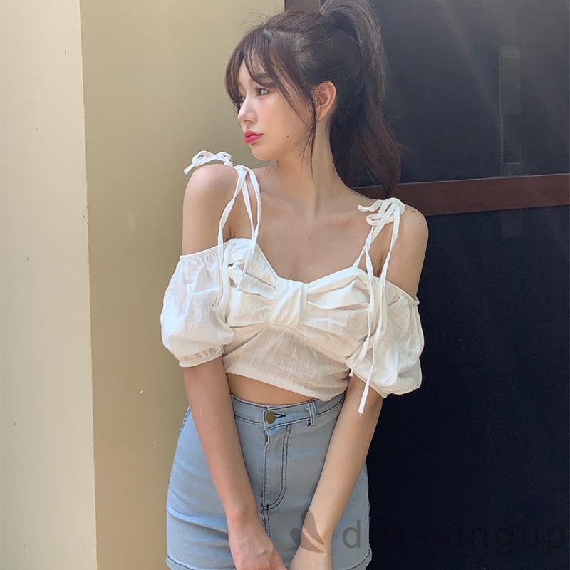 Áo Nữ Tay Ngắn Trễ Vai Thời Trang Quyến Rũ
