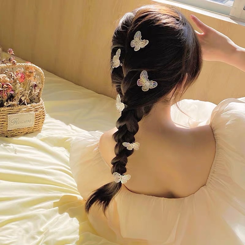 Kẹp tóc hồ điệp ánh nhũ trong suốt mã Kg-01