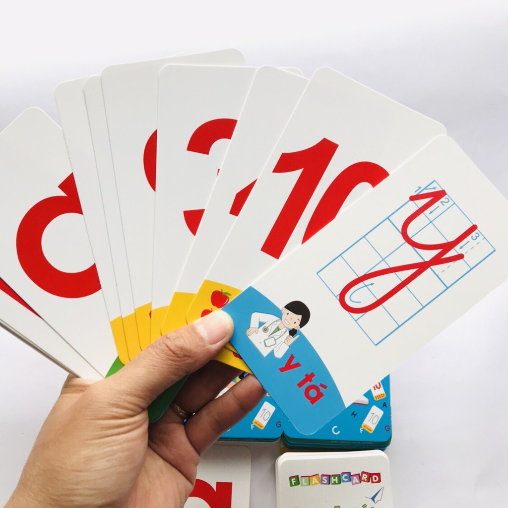 Bộ 42 thẻ flashcard học tiếng việt có chữ ghép và chữ đơn,chữ số_ thẻ học tiếng việt cho bé