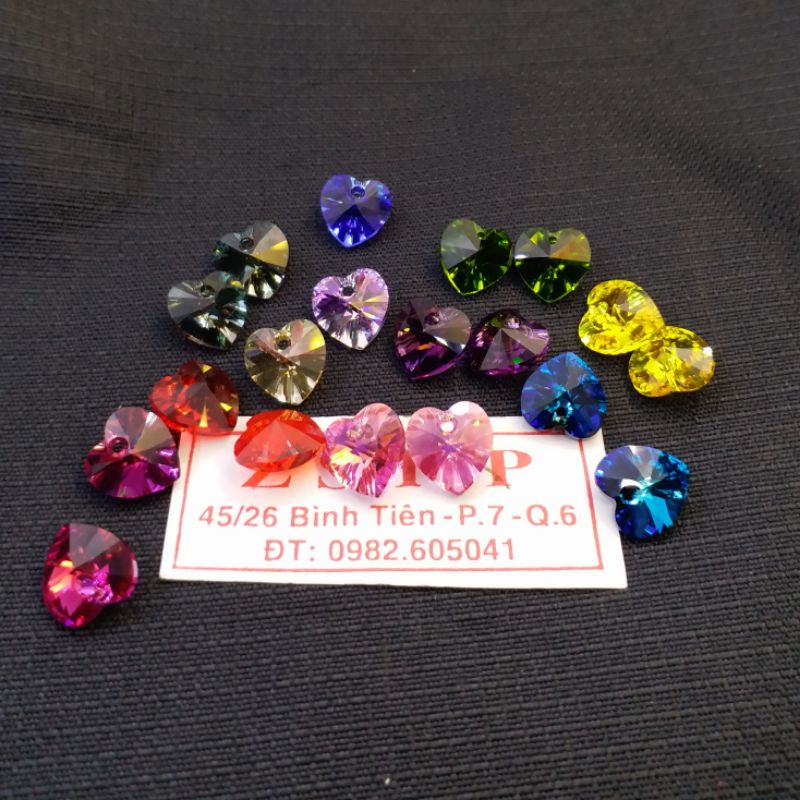 1 hạt Trái Tim 10ly pha lê Áo cao cấp nhiều màu