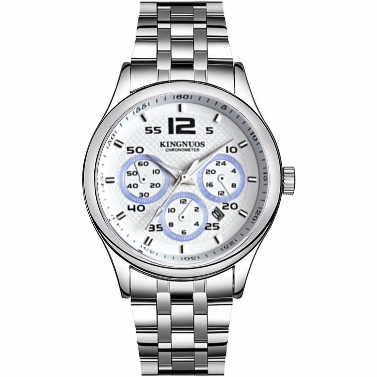Đồng hồ nam KINGNUOS K051 dây thép kim loại cao cấp (2 màu mặt đen + trắng)
