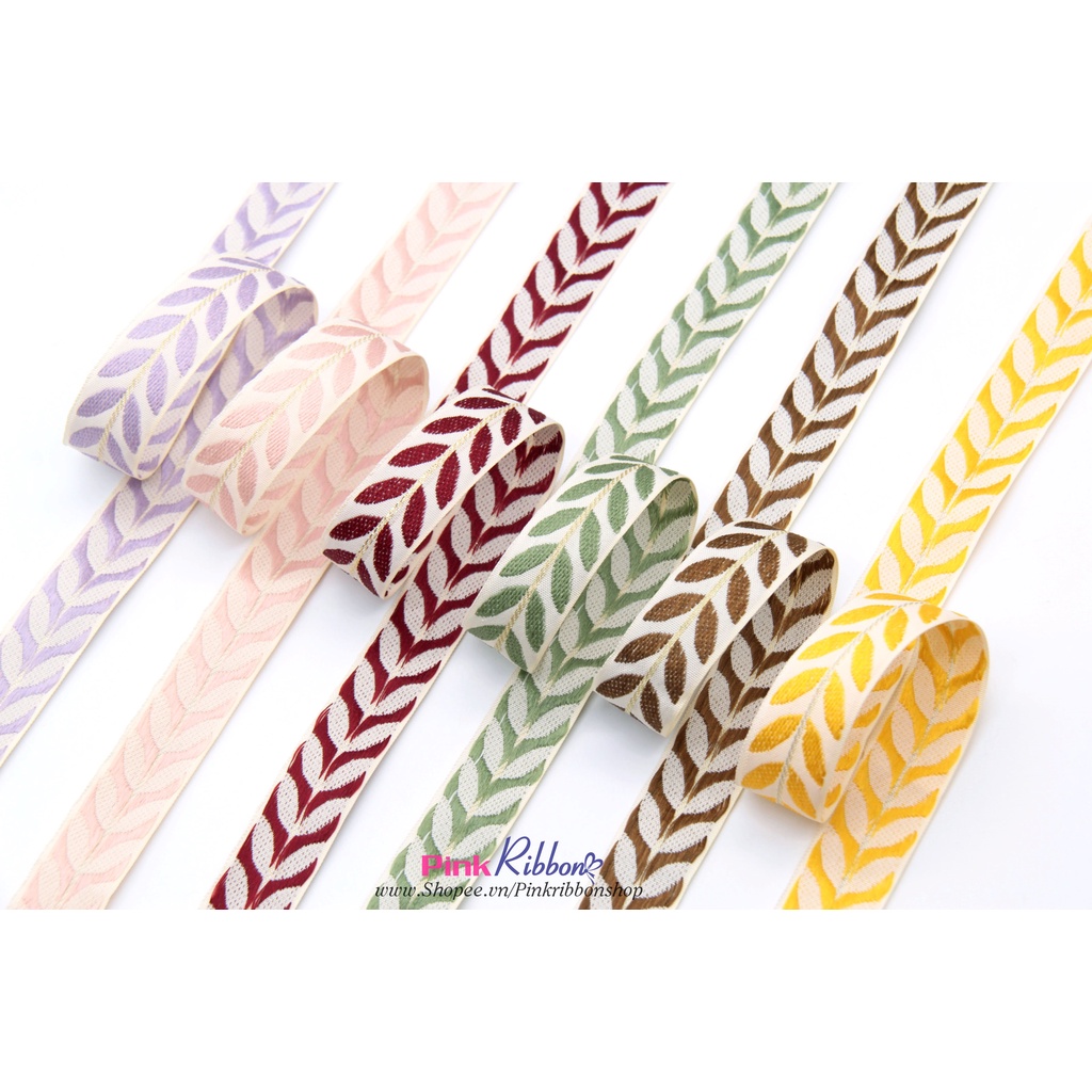 RB thô thêu hoa sọc kim tuyến - mẫu 39 (bề rộng 25mm)
