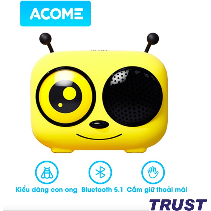 Loa Bluetooth ACOME A15 Kiểu Dáng Hoạt Hình Trẻ Trung Kết Nối TWS Âm Thanh Rõ Nét, Công Suất 5W