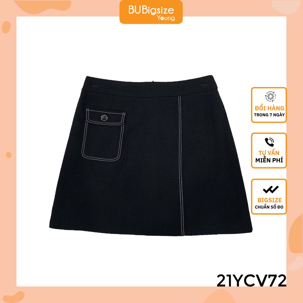 Chân váy trần chỉ túi bên BIGSIZE 55kg đến 95kg - 21YCV72 - [BU Bigsize Young]