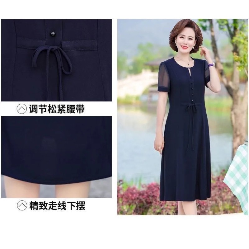 Váy đầm trung niên voan mẫu mới, váy đầm cho mẹ, cho bà