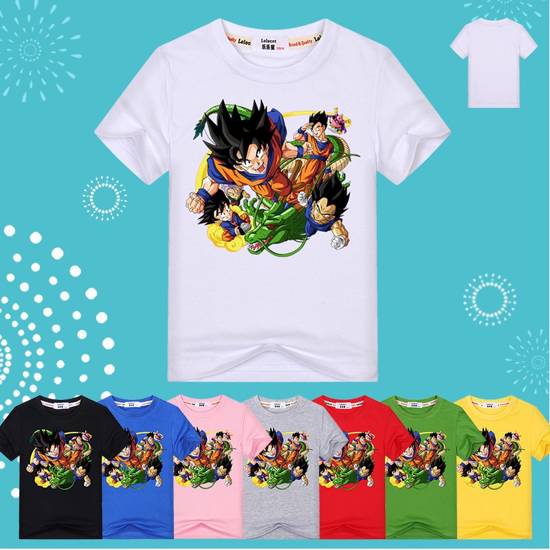Áo thun cotton in hình Son Goku Dragon Ball ngộ nghĩnh thời trang mùa hè cho bé trai