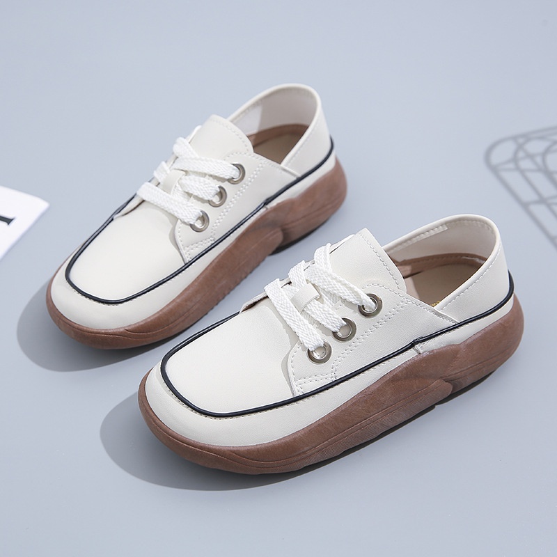 Giày Trắng Đế Dày Buộc Dây Thoải Mái Thời Trang Mùa Thu 2022 Mới Cho Nữ