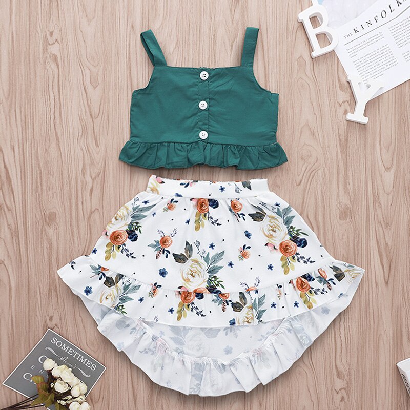 BEAR LEADER Set Áo Thun In Hình Gấu Và Quần Short Hoa Dễ Thương Cho Bé Gái