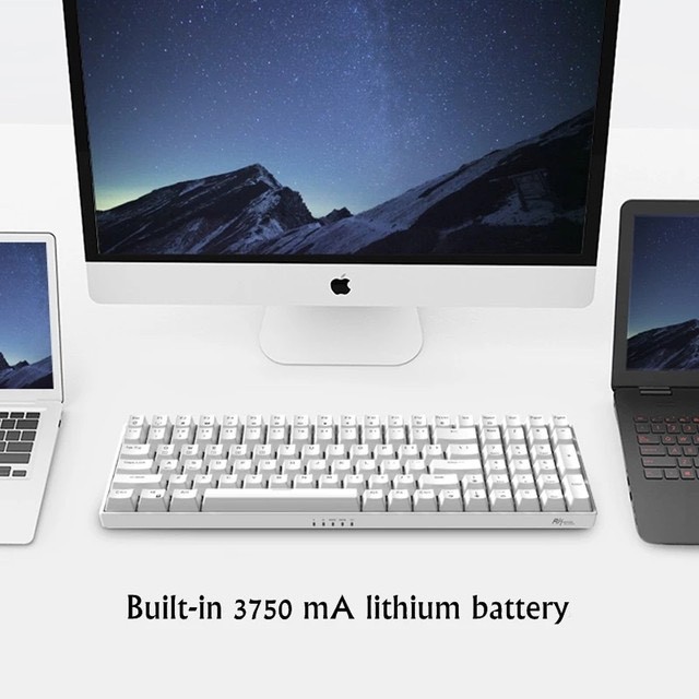 New 2021 -Bàn phím cơ không dây bluetooth Royal Kludge RK100 Pin sạc 3750mAh 100 phím với 3 chế độ kết nối hiện đại