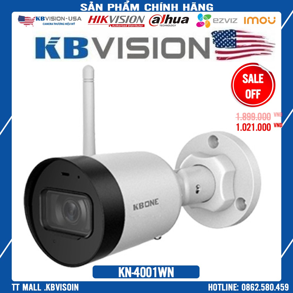 {Giá HỦY DIỆT} Camera Kbone KN-B41A 4MP (Kbvision 4.0) chuẩn nén H.265   - Bảo hành chính hãng 2 năm