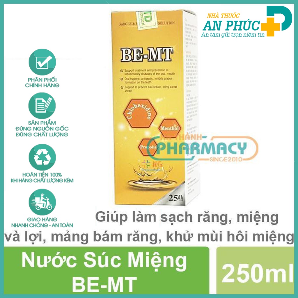 Nước Súc Miệng BE-MT - Giúp làm sạch răng, miệng và lợi, mảng bám răng, khử mùi hôi. Làm dịu sưng, viêm, nhiệt miệng