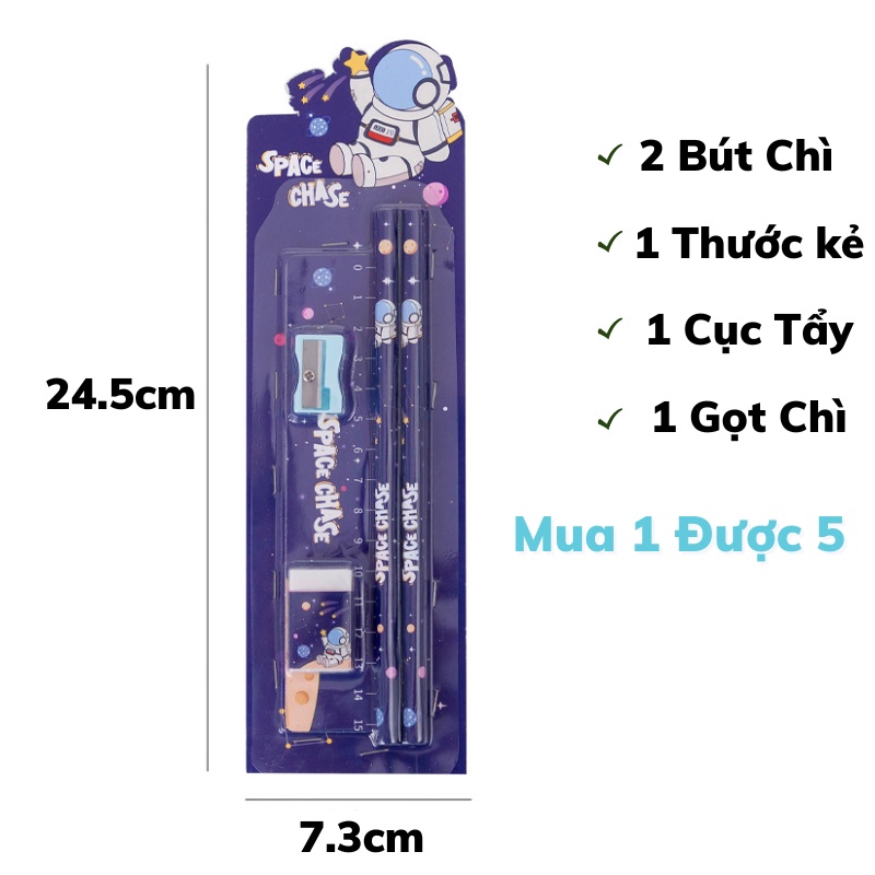 Set quà tặng đồ dùng học tập học sinh - set 4 chi tiết giá rẻ - set quà dụng cụ học tập cho bé - MIYABI STORE