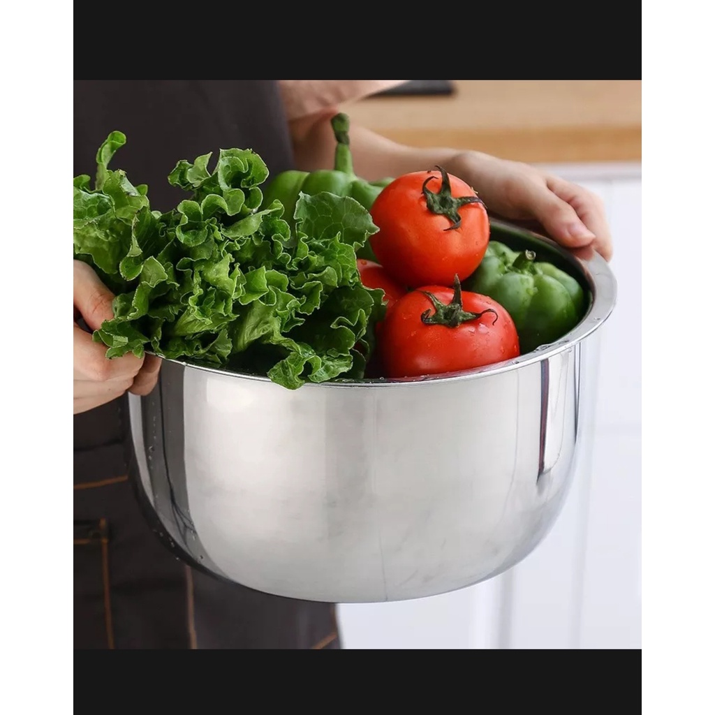 Bộ 5 Thố Inox Stock Pot Không Quai Có Nắp Đậy Đủ Kích Thước Cao Cấp