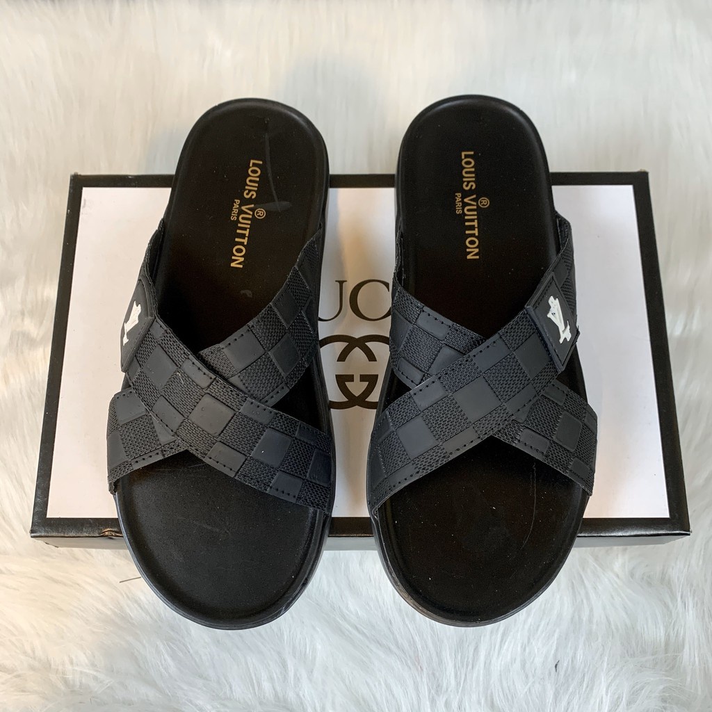 Dép quai chéo LOUIS VUITTON dép Unisex nam nữ đế cao su êm chân bền chắc thời trang