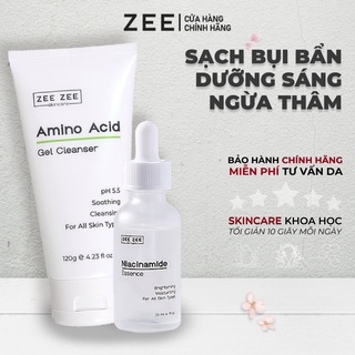 Bộ sản phẩm làm sạch sâu dưỡng trắng cho da nhạy cảm Amino Acid & Niacinamide Essence | ZEE ZEE skincare