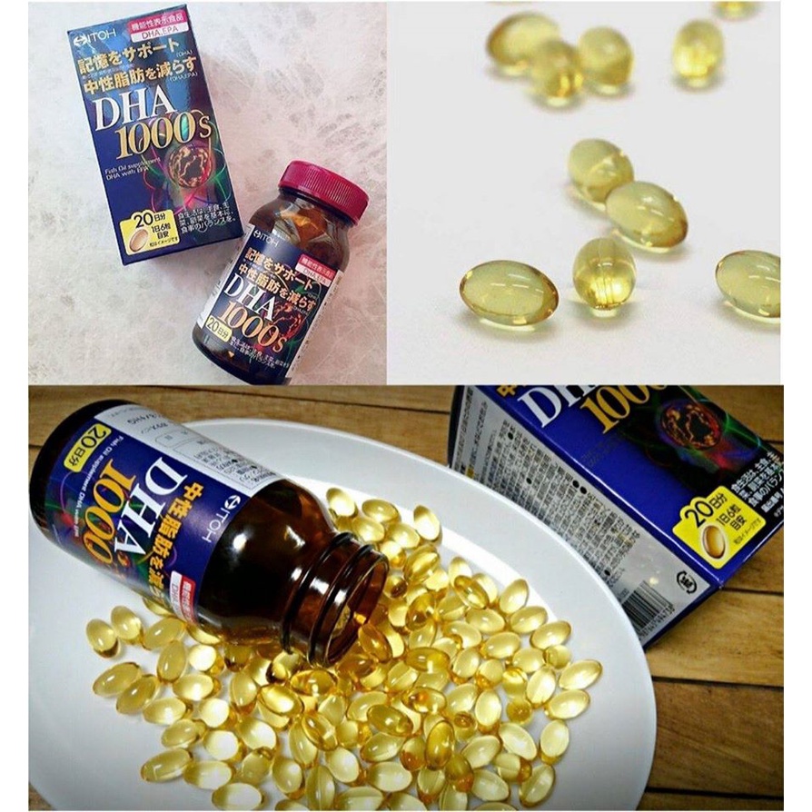 Viên uống hỗ trợ bổ não Nhật Bản DHA ITOH chính hãng, hỗ trợ tăng cường trí nhớ 120 viên 1000mg