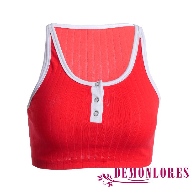 Áo thun không tay cổ chữ U dáng ôm vừa vặn sành điệu cho nữ