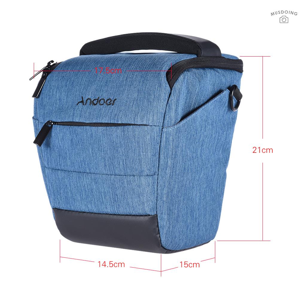 ღ Andoer Portable DSLR Camera Shoulder Bag Sleek Polyester Camera Case for 1 Camera 1 Lens and Small Accessories for Canon Nikon Sony Fujifilm Olympus Panasonic