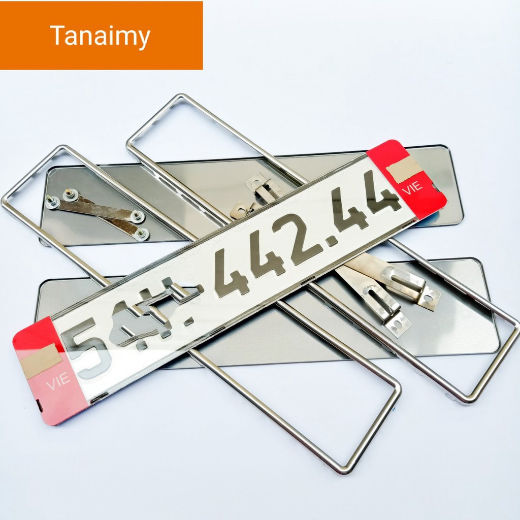 Khung mới kích thước 52*11cm có logo viền inox logo trang trí 2 bên tự lắp đặt tại nhà đơn giản