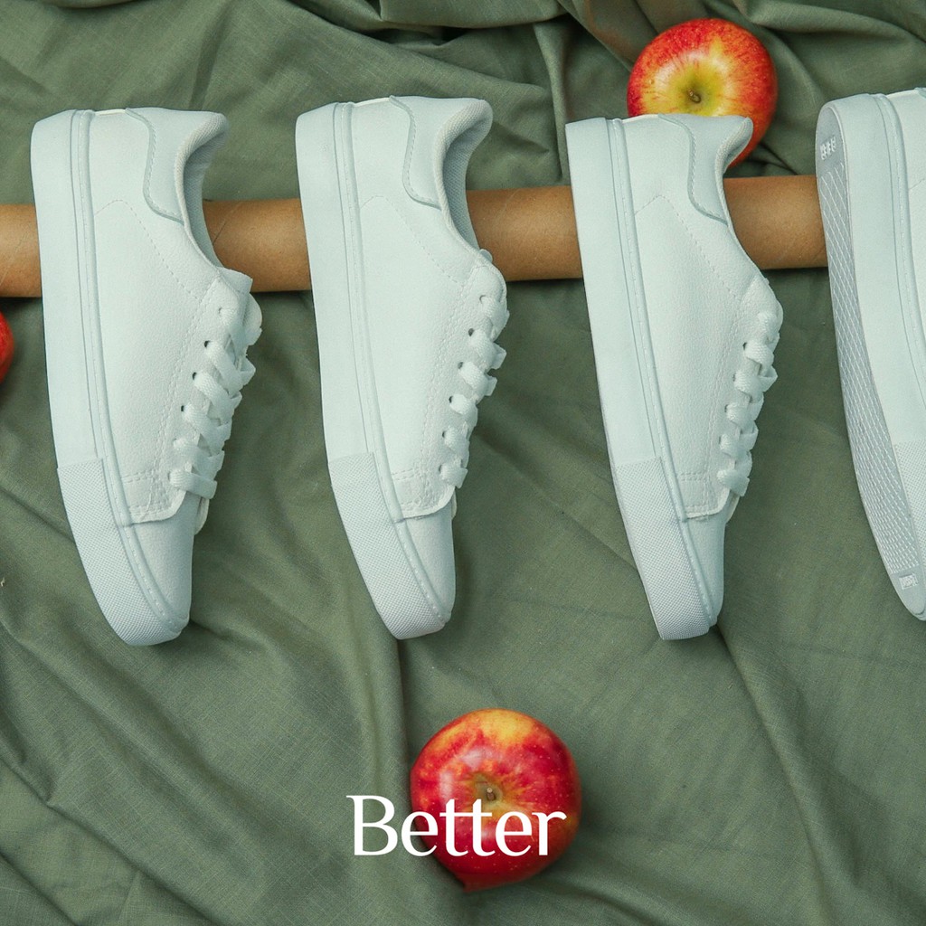 Giày Sneaker da trắng trơn Better Shoes 020118002