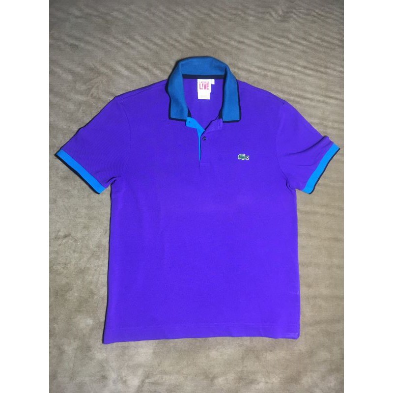 Áo thun polo nam cá sấu Lacoste chính hãng cotton cổ bẻ ngắn tay màu tím size số 4