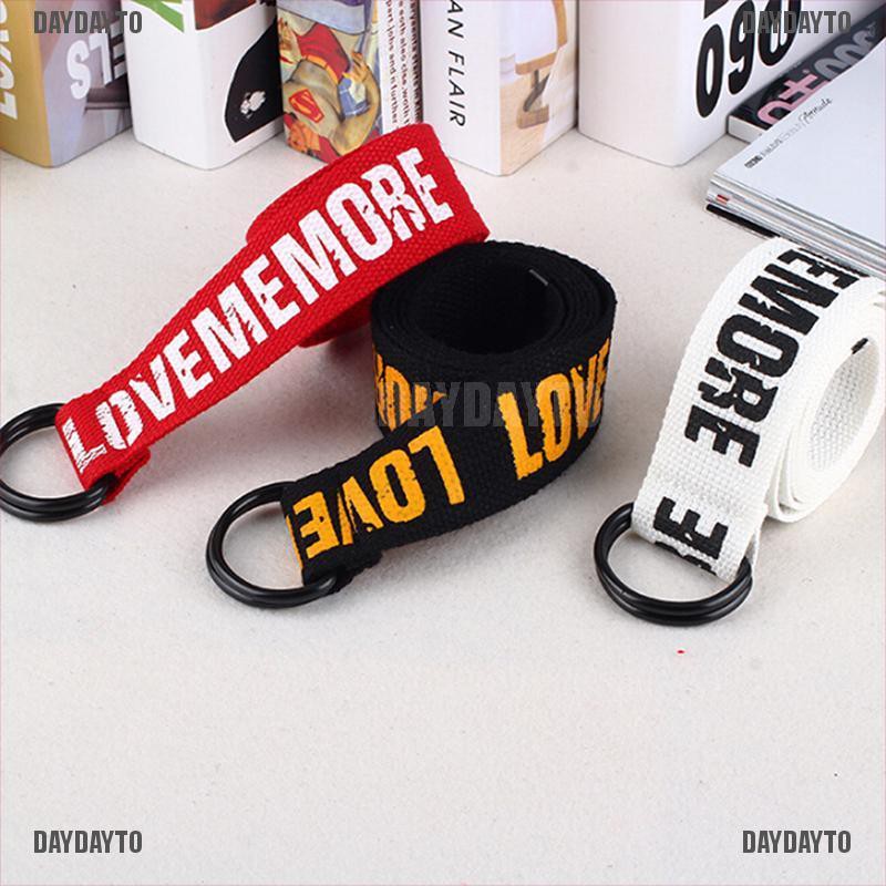 Thắt Lưng Vải Canvas Hai Lớp In Chữ D Phong Cách Harajuku Thời Trang