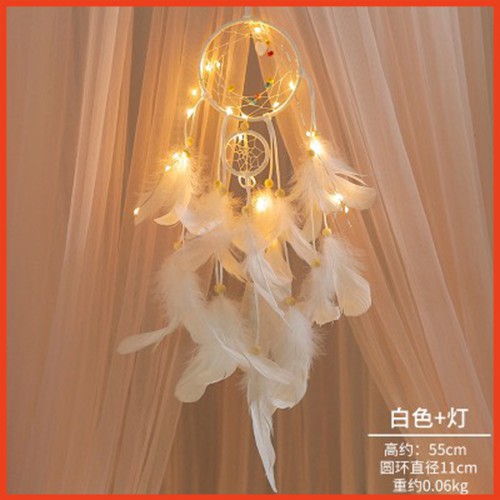 [ CÓ ĐÈN LED ] Dreamcatcher 2 tầng gắn lông vũ decor trang trí phòng