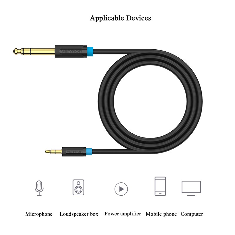 Dây giắc cắm chuyển đổi 3.5mm sang 6.5mm cho máy khuếch tán âm thanh cổng cắm sang cổng cắm 0.5m-5m Aux