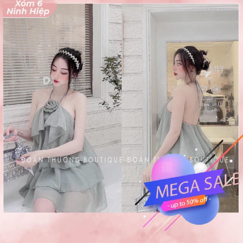 VÁY BI RUỒI XẾP TẦNG ĐÍNH HOA - ĐẦM DÂY FORM SUÔNG SEXY MN