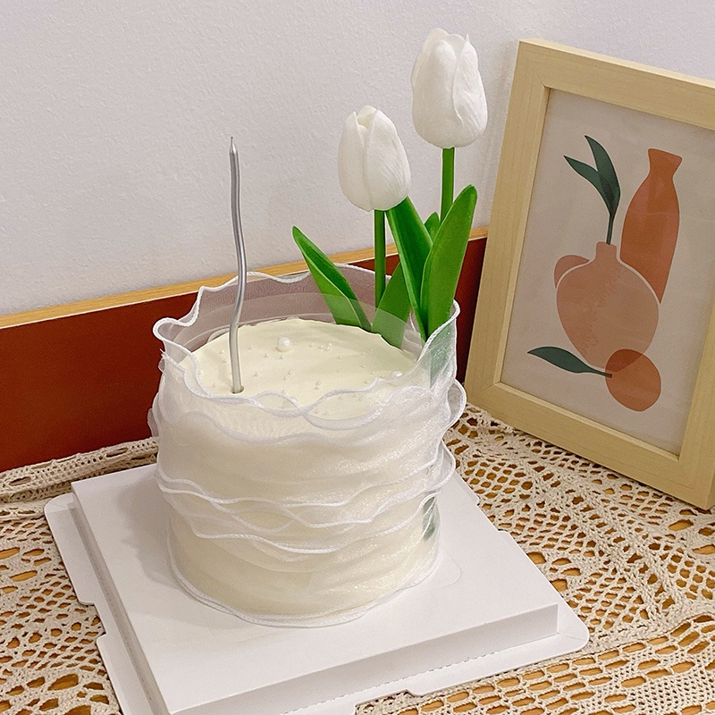 Pu Hoa tulip Giả Trang Trí Bánh Kem Sinh Nhật Đám Cưới