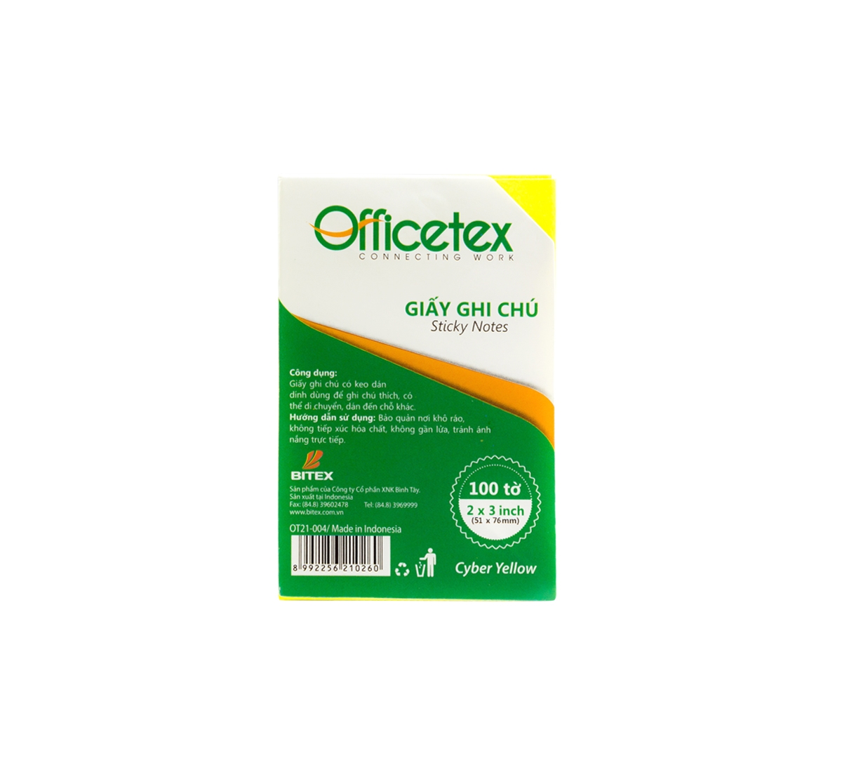 Giấy Ghi Chú Officetex 3X2 OT21-004 Màu Cyber Vàng