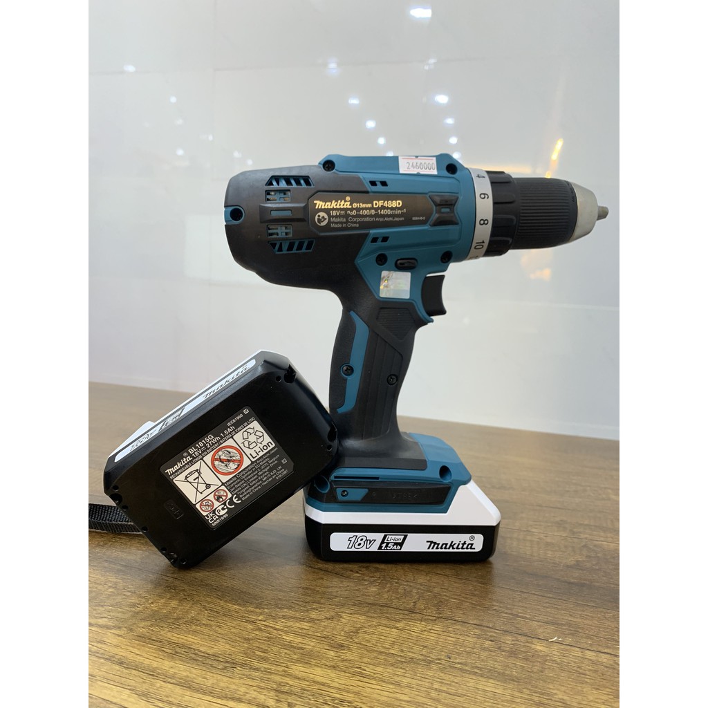 [CHÍNH HÃNG MỚI 100%] 1 Máy khoan vặn vít dùng pin DF488DWE 18V MAKITA (KÈM HỘP NHỰA, 2PIN+SẠC NHANH