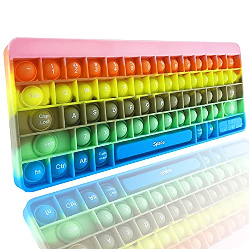 Đồ chơi ấn bong bóng chất liệu silicon giúp giảm căng thẳng kiểu dáng máy tính/bàn phím/họa tiết 26 chữ cái