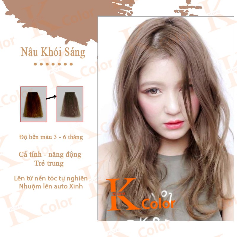 Thuốc Nhuộm Tóc Màu NÂU KHÓI Không Tẩy| thuốc nhuộm tóc không cần tẩy, kem nhuộm tóc tại nhà có oxy tặng kèm