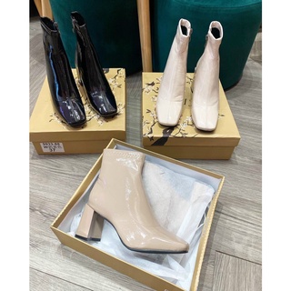💖FULLBOX BOOT💖 Bốt ngắn cổ nữ da bóng khóa cạnh