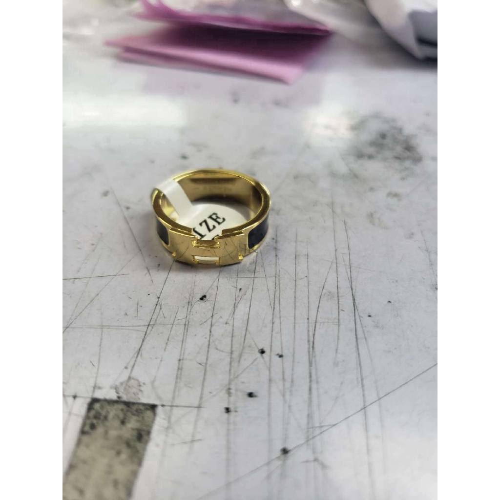 Replica BLACK CERAMIC LOGO CẮT VÀNG RING