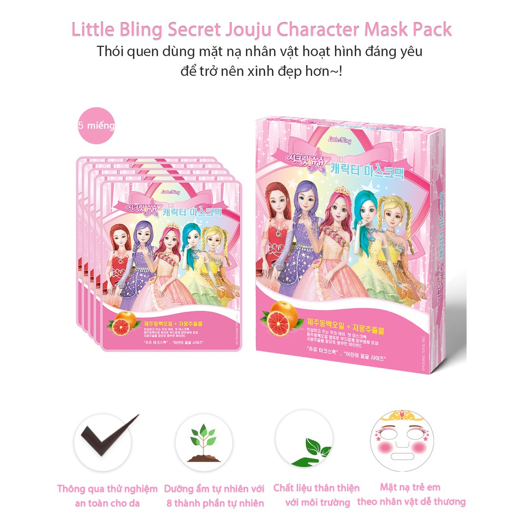 Set mỹ phẩm trang điểm cho bé Little Bling Secret Jouju Lip Crayon+ Ring Nail+ Mask Pack