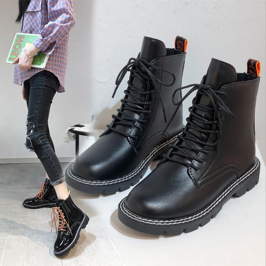 Giày Bốt Đôi Nam Nữ Hàng Quảng Châu - Boots Loại Đẹp Màu Đen Bóng Và Đen Mờ Siêu Đẹp